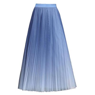 百褶裙女2025秋冬新款显瘦渐变色