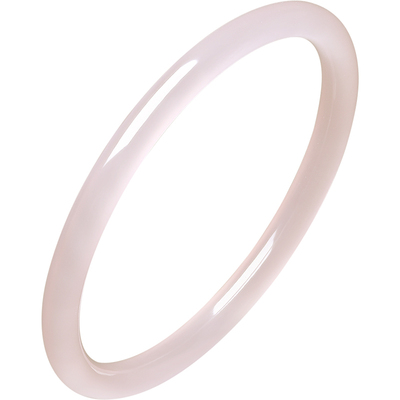 周六福粉玉髓手镯圆条叮当镯新中式国风节日礼物送女友