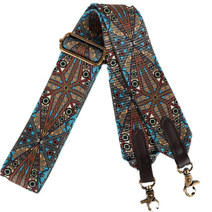 波西米亚布艺编织加宽肩带复古配真皮包带子百搭斜挎包带男女通用