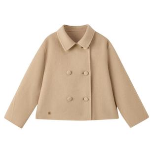 【100%绵羊毛】eland kids衣恋童装女童呢大衣25秋冬新品短款外套