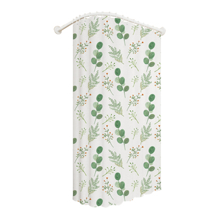 弧形浴帘免打孔 L形洗澡帘子卫生间直角干湿分离圆弧形浴室隔断帘