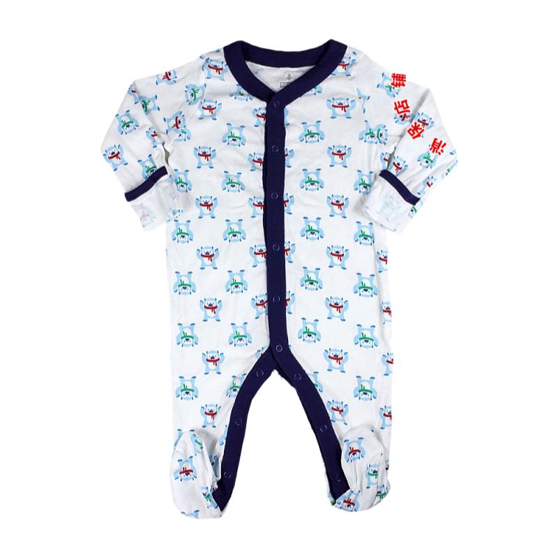 正品老海军OLD NAVY戴围巾的熊婴幼儿连体衣长款包屁爬服纯棉哈衣