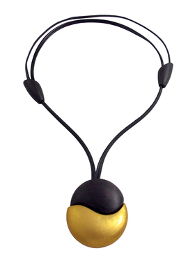 新中式黑檀木项链通体木头女牛皮绳可调节长款复古手工檀木吊坠