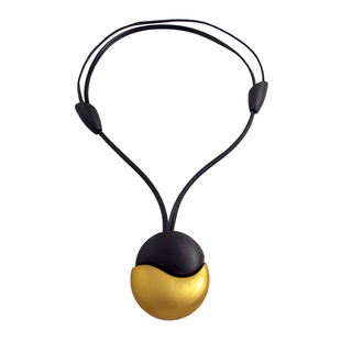 新中式黑檀木项链通体木头女牛皮绳可调节长款复古手工檀木吊坠