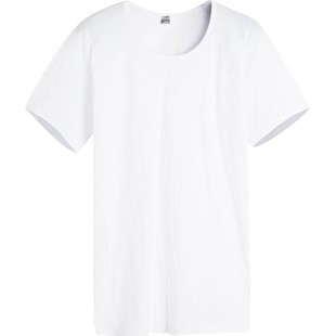 三枪纯白T恤男精漂全棉汗布圆领汗衫中老年短袖打底衫宽松大码夏