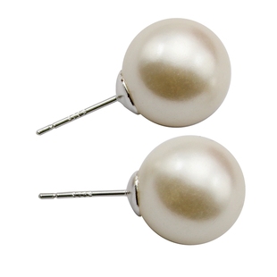 LUER 进口施家奶油白fever博主ins同款珍珠耳钉通体纯银气质耳环