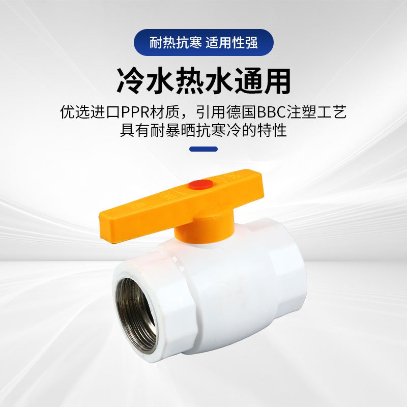PPR球阀双内丝钢芯球阀阀门开关 水开关20 4分6分ppr水管管件配件