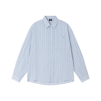 FORNINES国潮刺绣竖条纹衬衫上衣