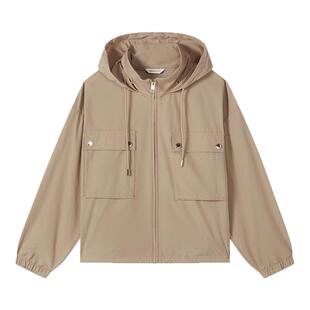 GANT/甘特春秋新款女士宽松工装外套抽绳连帽短款轻薄休闲夹克衫