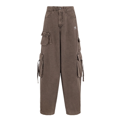 adidas阿迪达斯三叶草工装口袋运动裤夏女棉质牛仔长裤KD4113