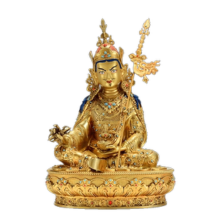 欧斯特精工铜雕《莲花生大士》全鎏金宝石镶嵌《莲花生大师》铜像
