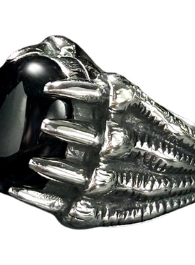 暗黑风圆形宝石戒指男款钛钢