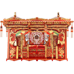 拼酷十里红妆金属拼图3d拼装轿子花轿喜扇嫁衣凤冠霞帔手工diy女