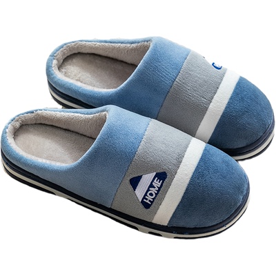 防滑保暖厚底情侣男棉拖鞋