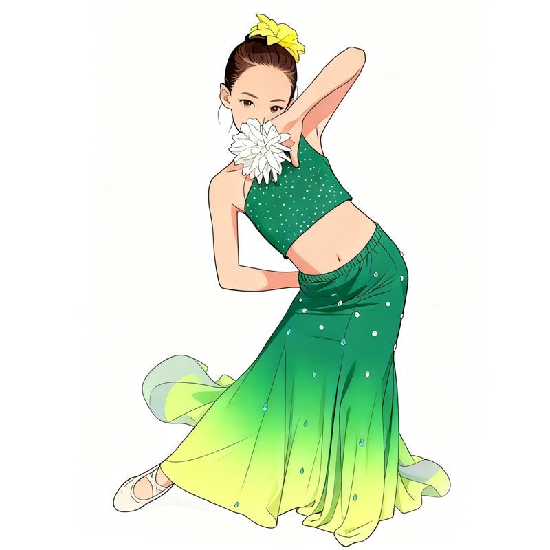 女童傣族舞缅桂花开亮钻演出服