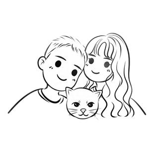 原创Q版手绘头像定制简笔画情侣头像黑白漫画可爱人物卡通设计