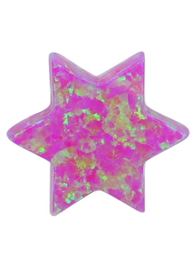 六角形人造欧泊石OPAL紫红色 仿欧珀澳宝吊坠带孔横穿孔OP09