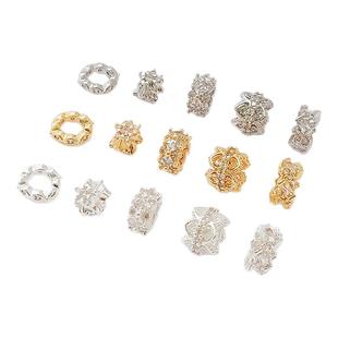 强保色14K包金镶锆石大孔隔珠蕾丝双面花托散珠diy手链串珠配件