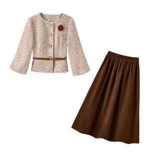 富家千金小香风套装裙女秋冬装毛呢外套半身裙气质显瘦穿搭一整套
