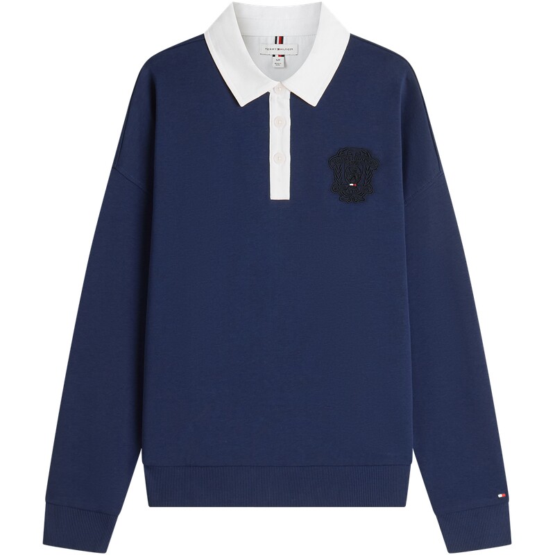 Tommy女装重工刺绣宽松POLO卫衣