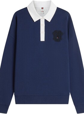 Tommy女装重工刺绣宽松POLO卫衣