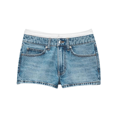 Alexander Wang亚历山大王 女士高腰迷你牛仔短裤 迷衣时尚