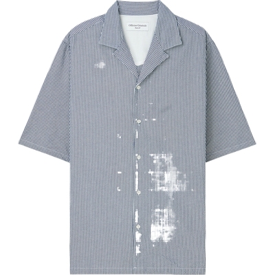 【折扣】Officine Generale 男古巴领条纹短袖衬衫