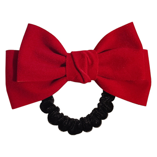 红色丝绒蝴蝶结发圈儿童新年不伤发扎发绳女童头饰公主发饰橡皮筋
