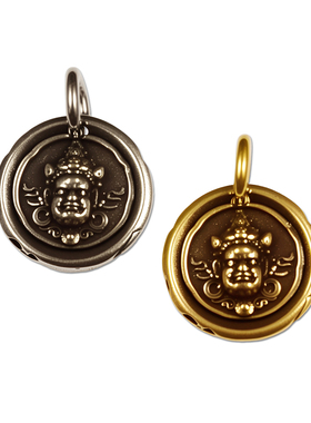 黄铜白铜复古黄财神吊坠