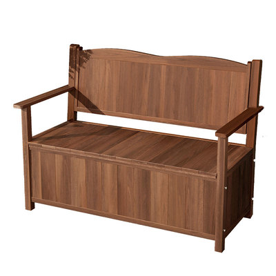 防腐木储物长椅室外靠背休闲