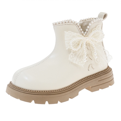 女童珍珠蝴蝶结公主短靴