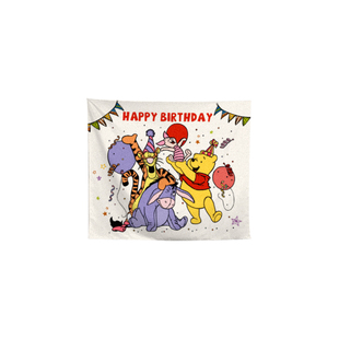 马吉吉 ins小熊维尼生日装饰背景布儿童周岁气球场景氛围感挂布