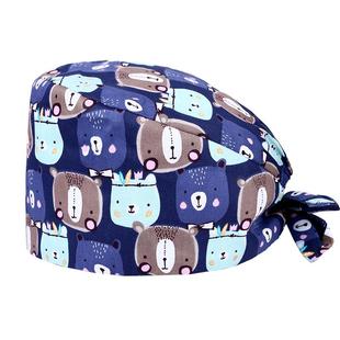 蝶芭朵手术帽女纯棉印花手术室工作帽口腔牙科诊所帽子卡通男夏季