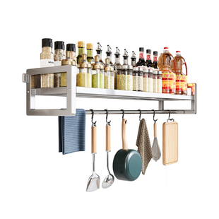 厨房不锈钢置物架免打孔壁挂式多功能调味料品挂墙架墙上收纳架子