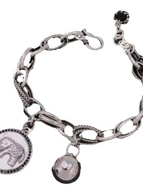 复古渐冻人圆牌泰银手链抖音同款