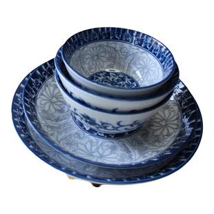 美仪高温印彩瓷田园风唐式碗菜碟味碟面碗饭碗汤碗中式圆形釉下彩