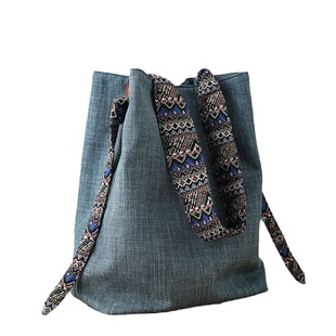 2025新款女棉麻文艺布袋包包大容量帆布包小众宽肩带单肩手提包