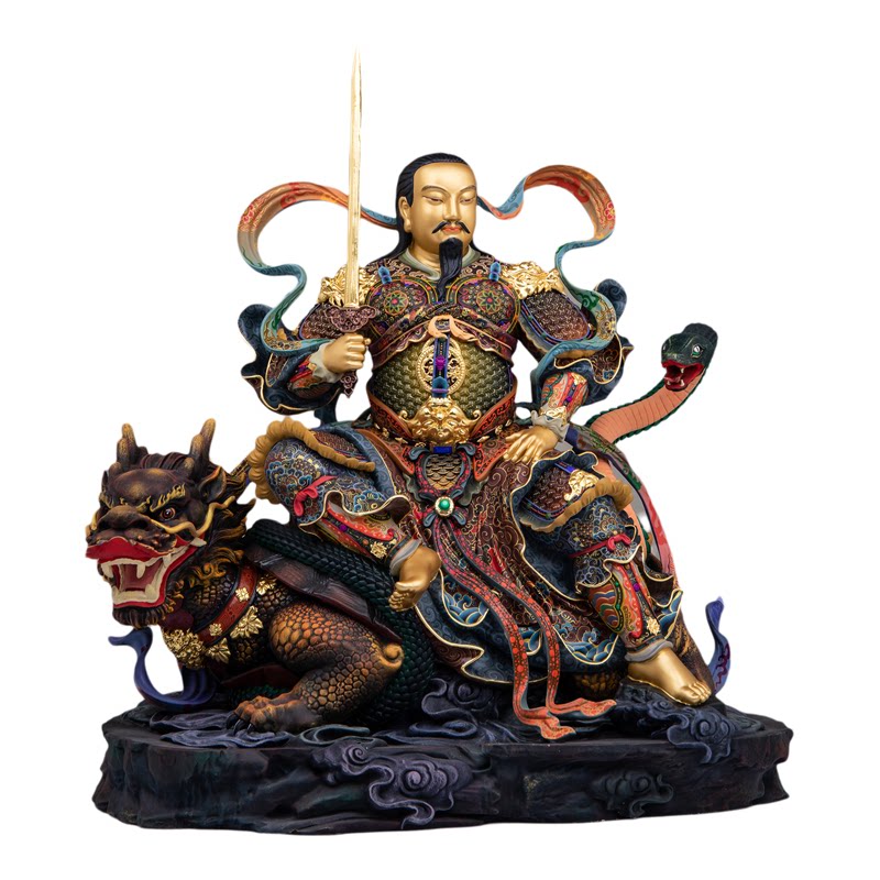 真武大帝神像铜热着色玄天上帝铜像龙椅玄武祖师爷家用供奉摆件