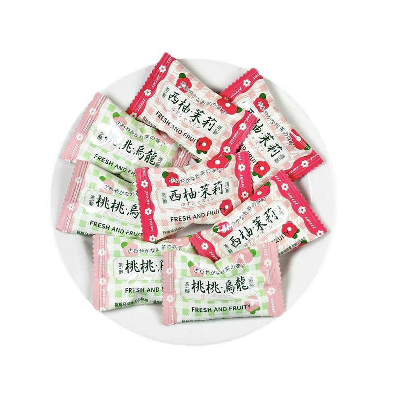 唯口爱桃桃乌龙西柚茉莉夹心软糖优质结婚喜糖果休闲茶点零食散装