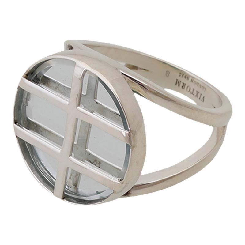 VIXTORM S925银戒指 Hassan哈桑手工镜面指环 框嵌哥特教堂窗花