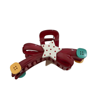 网红五角星纽扣抓夹女大号蝴蝶结发夹气质后脑勺盘发头饰鲨鱼夹子