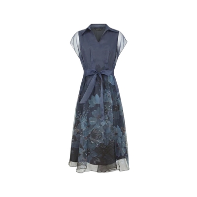 s.deer收腰印花衬衫短袖连衣裙