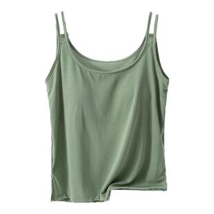 薄款吊带背心睡衣上衣单件女士夏款冰丝带胸垫凉感家居服免穿内衣