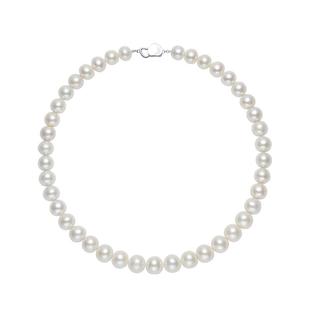 京润珍珠 远盼银淡水有核珍珠项链9-11mm圆形复古大颗珍珠送女友P