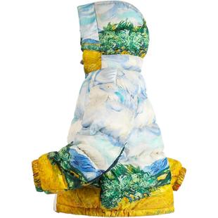 果拉拉梵高油画儿童面包羽绒服保暖加厚羽绒棉衣男女宝宝棉袄外套