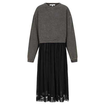 MOUSSY 冬季新品甜美日系风拼接卫衣裙连衣裙女028HA980-2181