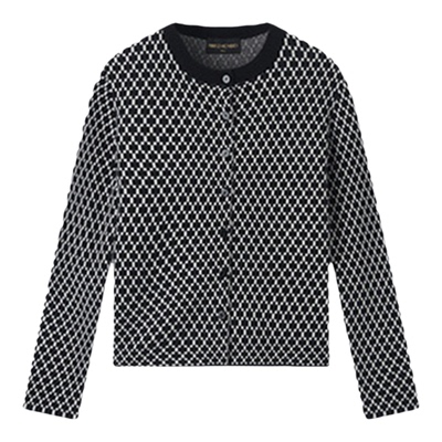 珍贝丝绒夹丝圆领开衫