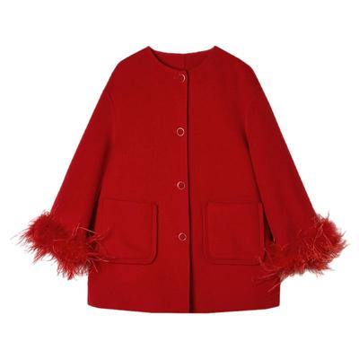 含羊毛气质毛呢外套大衣