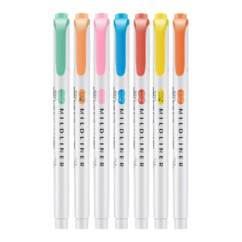 【新色正品新色】日本ZEBRA斑马牌荧光笔WKT7淡色荧光笔灰色手账双头荧光记号笔彩色划重点标记笔