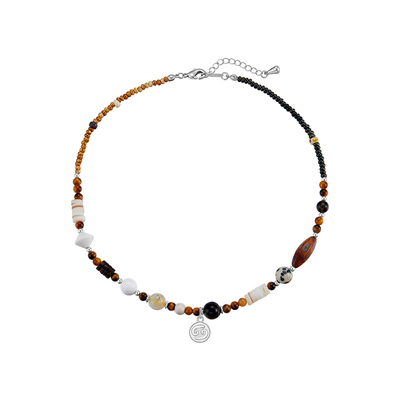 飒米925银美拉德星座吊坠天然水晶玛瑙串珠项链个性小众锁骨链